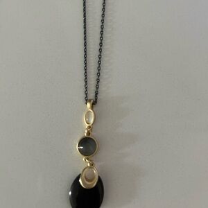 New Lucky Brand Elegant Black and Gold Pendant Necklace